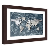 Obraz v ráme, Mapa sveta na mramore - 90x60