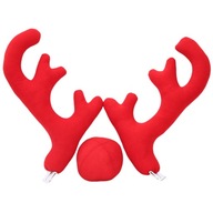 Xmas Reindeer Antlers with Nose Car Ornament Set Automotive Exterior Red