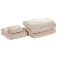 Komplet 4 ręczników bawełnianych frotte beżowy ATAI