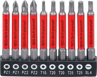 Zestaw bity antypoślizgowe magnetyczne długie 1/4" 10 szt. PZ, TX, SL