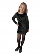 Sukienka welurowa dziewczęca kolor czarny 128
