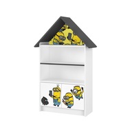 Detský regál BOO DOMČEK biely/antracit minionky 125cm