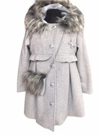 Dievčenský zimný kabát šedej farby - 122