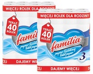 Toaletný papier FAMILIA 3 Vrstvený Biely Obal XXXL - 80 Roliek