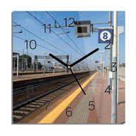 Železničná stanica hodiny na skle s grafikou 30x30