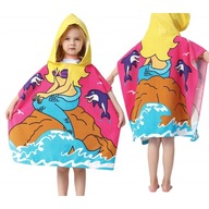 Ręcznik kąpielowy z kapturem plażowy dla dziecka peleryna dziecięca Syrenka