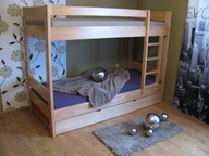 Bukowe łóżko piętrowe drewniane lity buk PRODUCENT