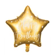 Balon foliowy Happy Birthday - gwiazdka, złoty