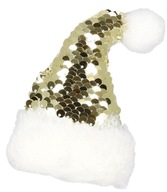 Ozdoba na vianočný stromček, čiapka pokrytá flitrami v zlatej farbe