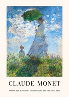 Plakat 70x50 Claude Monet kobieta z parasolem pejzaż sztuka BOHO 30 WZORÓW