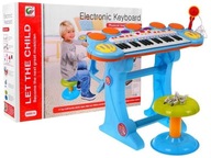 Niebieski zestaw muzyczny Keyboard + Werble + Mikrofon dla dzieci 3+ Światł