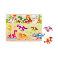 TOOKY TOY Drewniane Puzzle Montessori Układanka Dinozaury Kształty