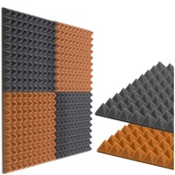 2× Akustická odhlučnená podložka Bitmat Pyramída 50 x 50 x 5 cm sivá + 2× Akustická odhlučňovacia podložka kliny 50 x 50 x 5 cm