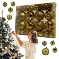 KARÁCSONYI DEKORÁCIÓ 32DB-OS ARANY SZETT, KARÁCSONYFA, elegáns belső