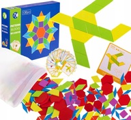 Drevené puzzle montessori farebná mozaika tvary 155 dielikov