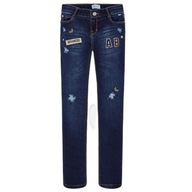 Spodnie jeans dziury naszywki dziewczęce Mayoral 7538-17 r.152