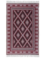 DYWAN BOHO 70 X 140 KILIM PŁASKOTKANY FRĘDZLE BORDO BAWEŁNA NA BALKON