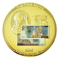 POLSKA III RP MEDAL Z BANKNOTEM 50 ZŁ JAN PAWEŁ II