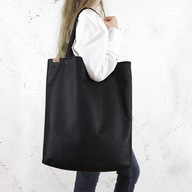 Wielki czarny shopper, torba matowa teksturowana