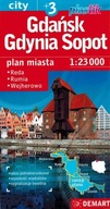 TRÓJMIASTO GDAŃSK GDYNIA SOPOT REDA RUMIA WEJHEROWO LAMINOWANA MAPA DEMART