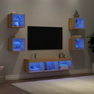 7-dielna sada TV nábytku s LED dub sonoma