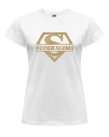 Koszulka damska biała nadruk dla MAMY prezent na DZIEŃ MATKI SUPER MAMA M
