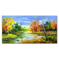 Obraz na plátne Maľba les rieka príroda 120x60