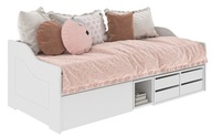 Łóżko pojedyncze młodzieżowe 200x90 ELIOT białe z szufladami