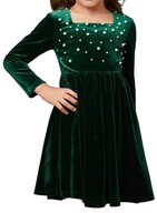 Velúrové šaty s perlami - Charlotte zelená, 104