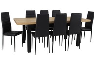 8 krzeseł z EKOSKÓRY + DREWNIANY ROZKŁADANY stół