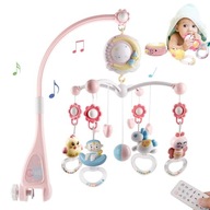 Hrkálka do postieľky mobilný zvonček hračka pesničky pre deti ružová