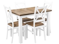 Stôl so stoličkami biely dub komplet 4 stoličky Z055