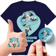 ZESTAW 3W1 KOSZULKA DLA DZIECI TATUAŻE NAKLEJKI HATSUNE MIKU 152 JAKOŚĆ