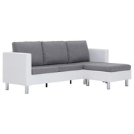 3-osobowa sofa z poduszkami, biała, sztuczna skóra