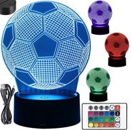 Nočná stolná lampa Futbal pre futbalistov Deti 3D LED Farby + Diaľkové ovládanie