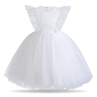 Sukienka wizytowa elegancka tiul komunia biała 4Q4