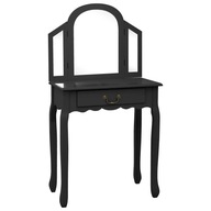 Toaletný stolík so stoličkou, čierny, 65x36x128cm, drevo