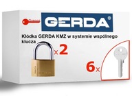 2 visiace zámky GERDA BRASS LINE KMZ S40 SYSTEM JEDEN KEY + 6 kľúčov v komple