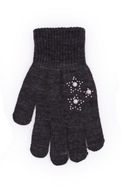 Detské rukavice RAK grafit s perlami 17cm