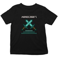 T-SHIRT KOSZULKA DZIECIĘCA BAWEŁNIANA Z NADRUKIEM Z BAJKI MINECRAFT 128 134