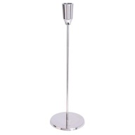 Hliníkový svietnik STRIEBORNÁ jednofarebný elegantný vysoký 34 cm na stôl