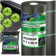 Agrotkanina antychwastowa agrowłóknina 70g czarna 1,1x50m UV 3% + KOŁKI