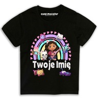 Koci Domek Gabi T-Shirt Koszulka Dziewczęca z Imieniem Brokat Gruba Bawełna