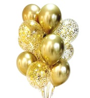 Fémes ARANY szatén Lufik KONFETTI Boho