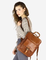 Skórzany plecak torebka 2w1 vintage camel - MARCO MAZZINI VS12b