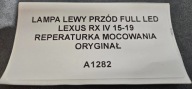 light left front FULL LED LEXUS RX IV 15-19 original