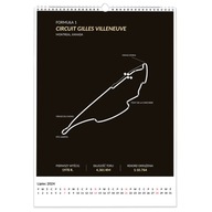 Kalendarz ścienny 2024 A3 Tory wyścigowe F1 Czarne