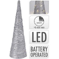 Choinka świąteczna rattanowa 30 LED dekoracyjna 60 cm srebrna na baterie