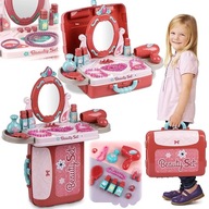 Toaletný stolík pre dievčatko set krásy skladací v kufríku kufor ružový