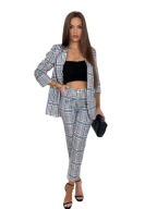 OLASZ KENDRA NŐI GARNITÚRA BLAZER + NADRÁG - KÉK KOCKÁS
